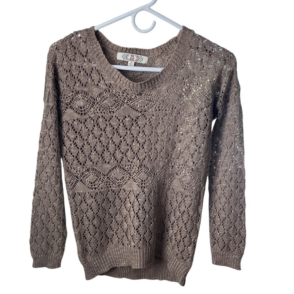 Pink‎ Rose Taupe Knit Sweater Top